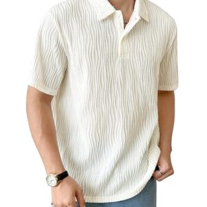 Ivory Ripple Textured Polo T-Shirt
