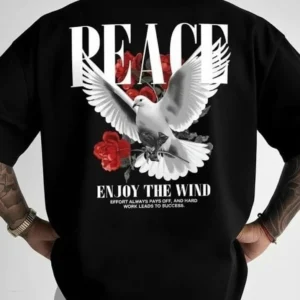 Peace Dove Graphic Oversized T-Shirt – Black